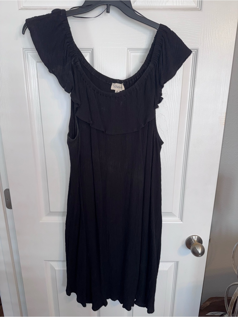 Women's Black Ruffle-Sleeve Mini Dress